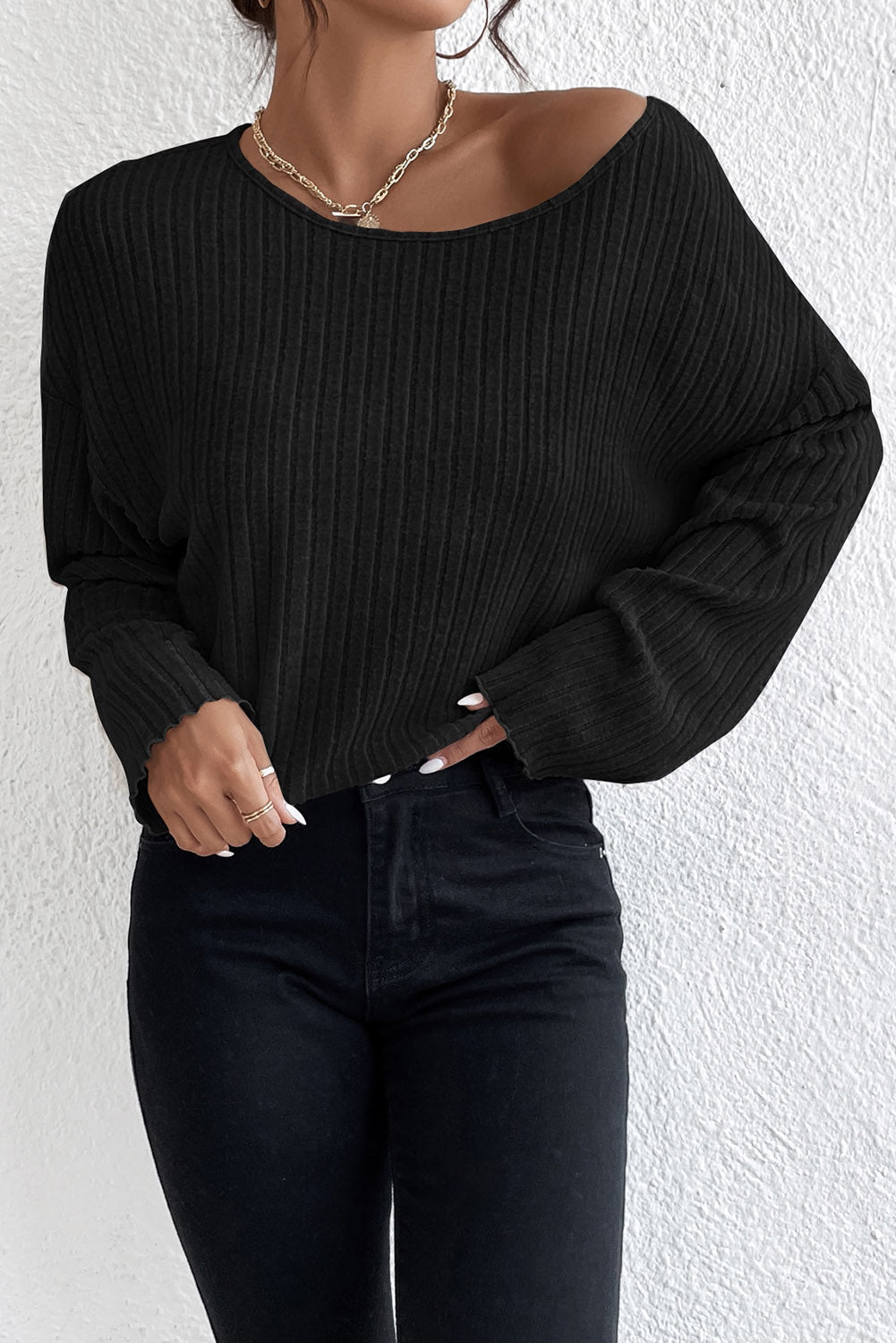 Drop Shoulder Knit Top