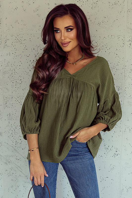 Olive Sleeve Babydoll Blouse